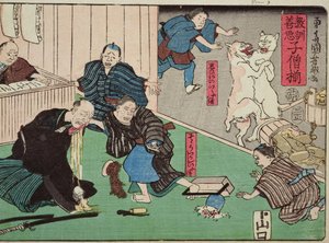 Enseignement moral pour les apprentis, donnant de bons et mauvais exemples de comportement, 1857 - Utagawa Kuniyoshi
